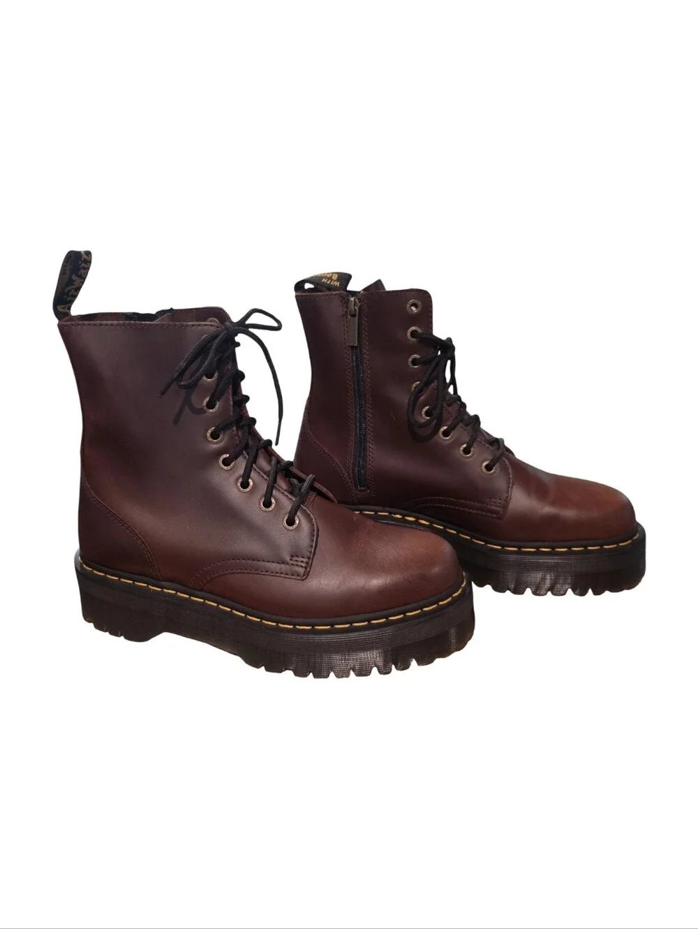Dr. Martens Jadon Platform Leather Combat Boots Dark Cherry Brown Men's 11